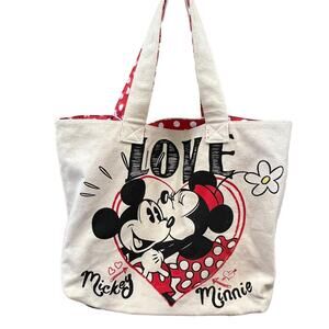 Disney Tote Bag Purse Shoulder Bag Mickey Minnie Mouse Love You Forever Canvas